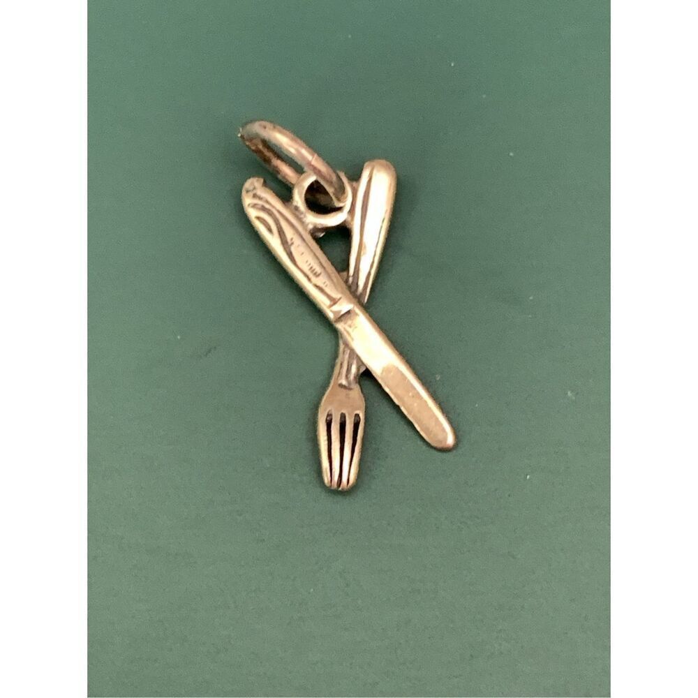 Fork and Knife Sterling Silver Jewelry Charm #food